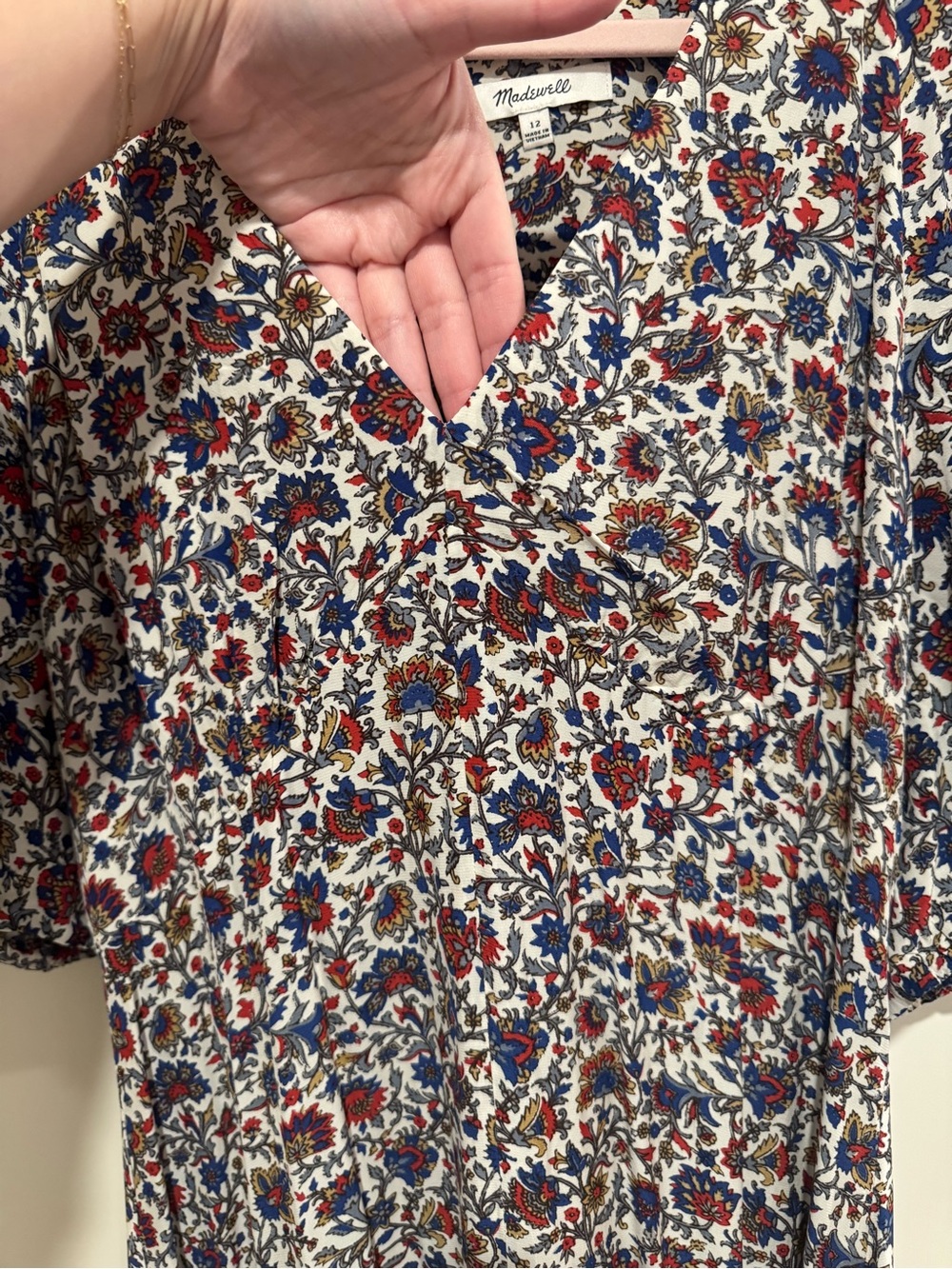 Madewell Floral Maxi Dress in Red, Blue and Cream - Picture 5 of 7